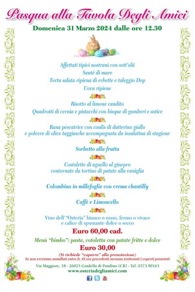 Menu Pasqua 2024